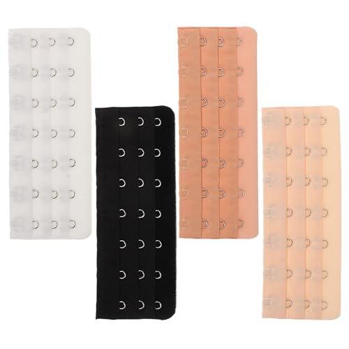 HAKIDZEL Alargador de Sujetador de Acero Inoxidable 7 Ganchos, Elástico y Cómodo, Pack de 4 Piezas en Varios Colores para Mujeres