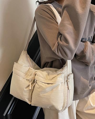 Women Soft Nylon Crossbody Handbag Multiple Pockets Shoulder Purse Solid Color Satchel Commuting Travel Shopping2