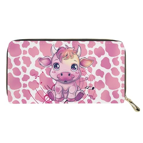 Pink Cow Women's Wallet Zip Around Purse PU Long Clutch with Credit Card Holder for Ladies2