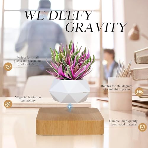Pot de fleurs flottant en bois clair, l'idée cadeau design et originale