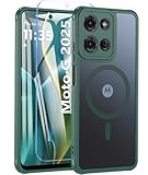 BESINPO Magnetic Case for Motorola Moto G 2025[Not for 2024],Translucent Matte Shockproof Protective Slim Bumper Cover for Motorola Moto G 2025 6.7'(Deep Green)