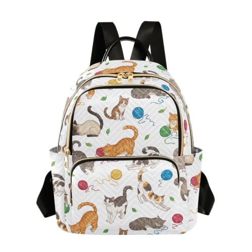 Sac à dos femme feuilles de chat blanc vert matelassé M