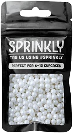 Simply Topps Sugar Dragees Cake & Cupcake Decoration Sprinkles, 6 mm, Glimmer Pearl White, 30G