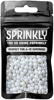 Simply Topps Sugar Dragees Cake & Cupcake Decoration Sprinkles, 6 mm, Glimmer Pearl White, 30G