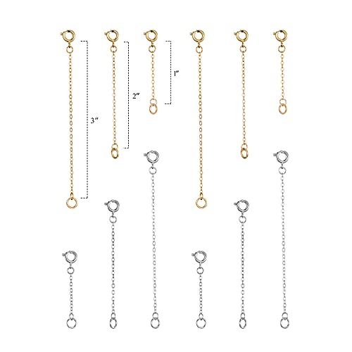 Image of Softones 12-18Pcs Ankle Bracelets Extenders-Extension for Womens Jewelry(1 2 3 Inch),with Lobster Clasp and O-Clasp from Gold Silver Rose Gold
