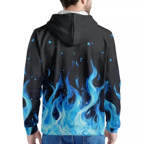 Image of Forchrinse Green Palm Tree Sea Beach Mens Hoodies Pullover Long Sleeve Fleece Hoodie Cozy Sport Casual Outwear