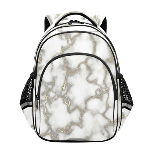 15 Inch Backpack for Kids, Marble White Heavy Duty Backpack for Kids