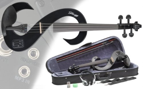 Stagg Evn 4/4 Bk Silent Violin Set With Case - Black #TOP2