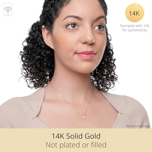 MAX + STONE 14k Gold 8mm Round Solitaire Cubic Zirconia Pendant Necklace for Women with 18 Inch Box Chain2