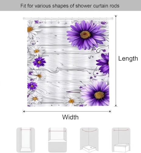 Rideau douche fleur rétro imperméable pour baignoire familiale - 7