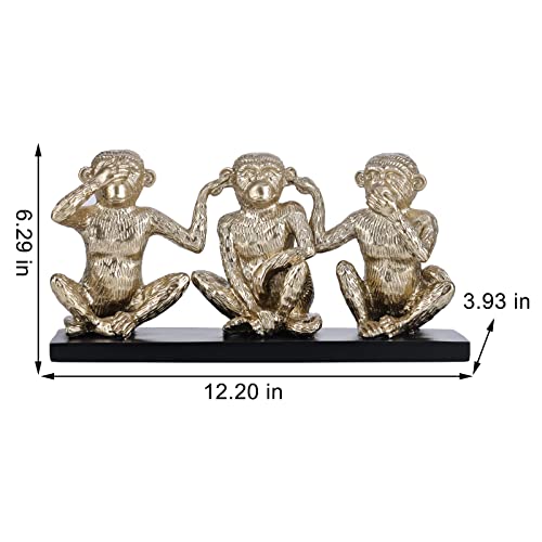 Dovdov 3 Monkey Statues And Sculptures, Gold Resin Statue, Home Decor Large Monkey Statue For Men's Office, Living Room, Entrance, Shelf, Decorative Accents #TOP1