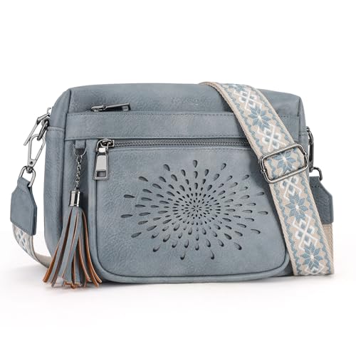 APHISON Crossbody Purse for Women，Small Crossbody Bags Trendy Vegan Leather Shoulder Handbags with Adjustable Strap and Tassel