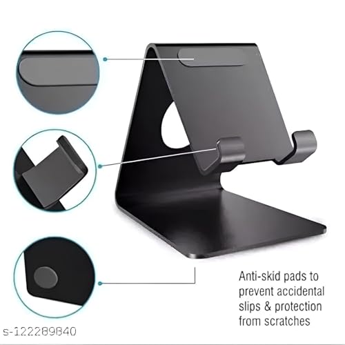 Image of Tech & Future Mobile Stand for Table - Dual Sided Universal Mobile Holder | Desktop Adjustable Hard Plastic Phone Stand (Black)