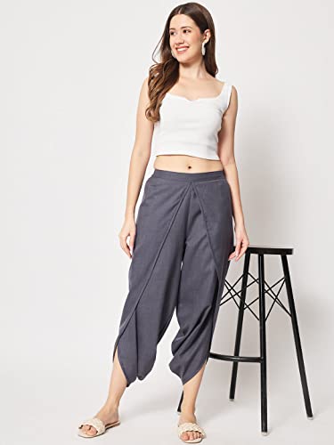 Image of 9rasa Women's Cotton Solid Harem Dhoti Pants for Casual FusionWear Workwear
