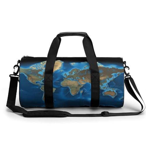 Sac de gym imprimé carte du monde avec grand volume 45cm