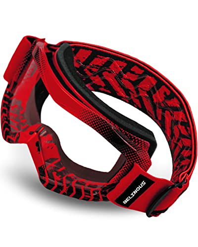 Belinous Kid Riding Goggles For Atv Dirt Bike Motorcycle Motorcross Mx, Uv Protectioin, Youth Dirt Bike Goggles For Kids 3-12 With Soft Strap, Red #TOP8
