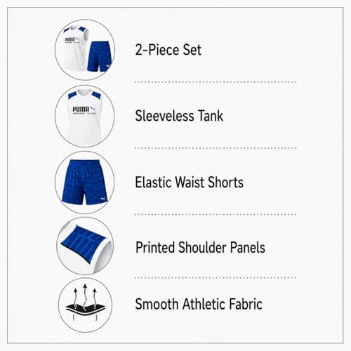 Image of PUMA Active Boys Shorts Set - 2 Piece Dry Fit Sleeveless Basketball Boys Athletic Shirts and Boy Shorts Matching Set (4-16)