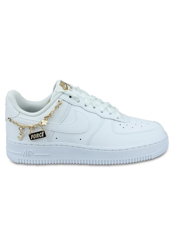 NIKE DD1525-​100 Air Force 1 '07 LX Uomo, White/​White-​Metallic Gold-​FLT Gold EU 40