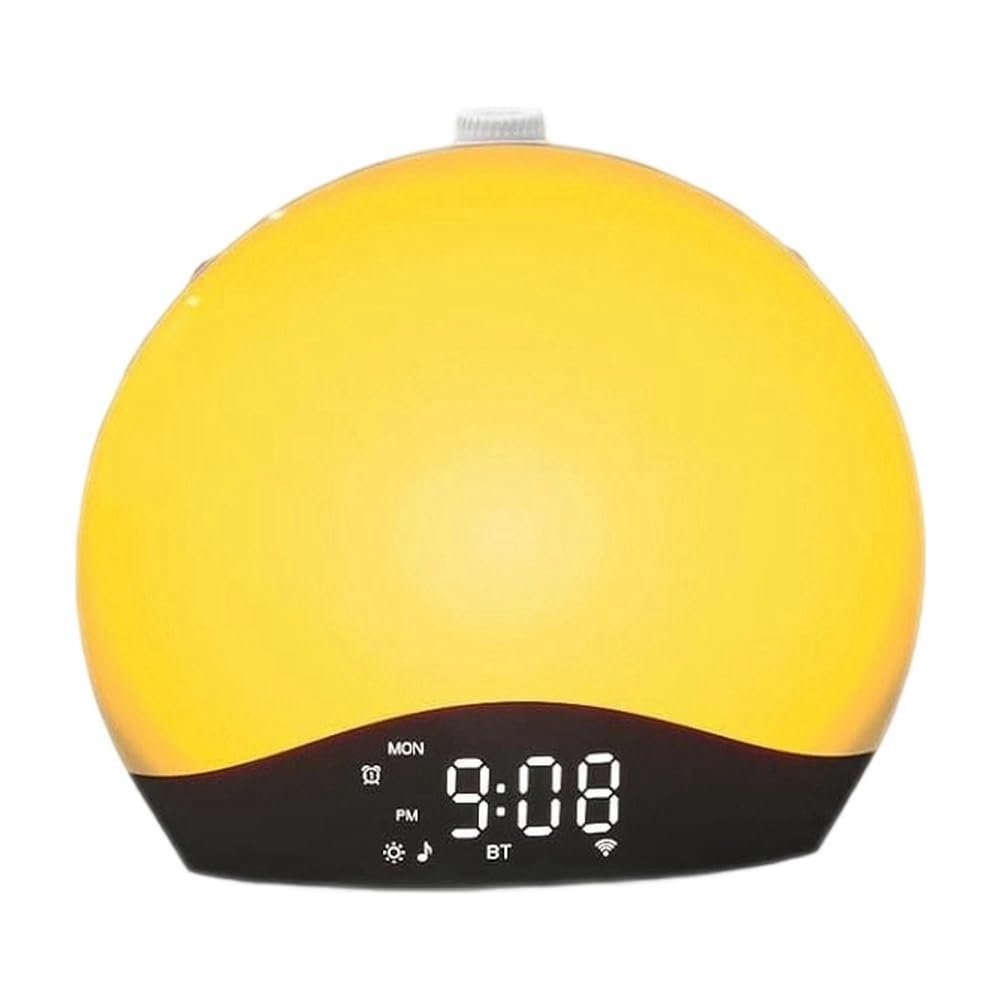 Despertador con Luz de Amanecer, Reloj de Mesa Regulable con 3 Anillos, 8 Luces Nocturnas, 26 Sonidos, Temporizador de Sueño, Luz, Enchufe EU.