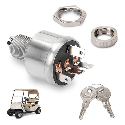 Panglong EZGO TXT Ignition Switch, EZGO TXT Key with Switch, Suitable for 1981-up EZGO TXT, Medalist, Workhorse, ST, Shuttle, and Marathon; Replace OEM #33639-G01 Cover