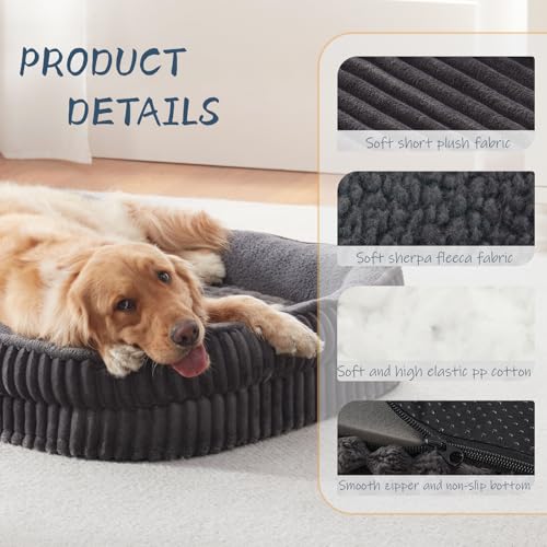 DEBANG HOME Orthopedic Dog Bed for Medium Dogs Breeds, High Density Egg Crate Foam Dog Sofa Beds,Oval Kennel Bed, Pet Couch Bed with Four Sided Bolster, Removable Washable Cover& Non-Slip Bottom by DEBANG HOME - Image 3