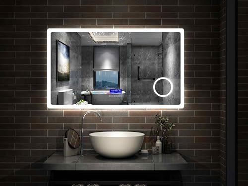Biubiubath Espejo de baño LED 120×70cm + Bluetooth + Lupa