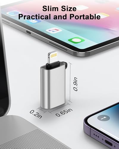 Lightning Male to USB Female Adapter, USB to iPhone OTG Dongle Adapter, 2-Pack USB3.0 Camera Adaptor OTG Cable for iPhone 14/13/12/11/Xr/X/XS/8/7/iPad for Camera/Card Reader/Flash Drive/Mouse/Keyboard