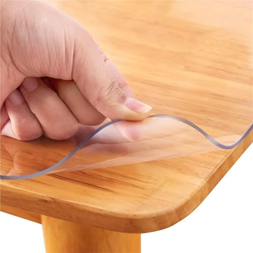 Nappe transparente verre souple PVC imperméable table cuisine rectangulaire mat clair - 3