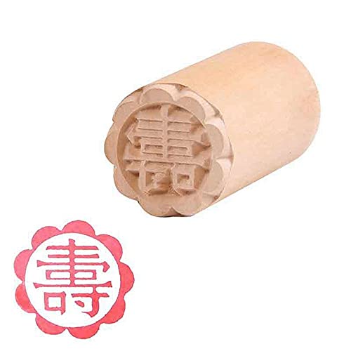 Timbro per torta a forma di fiore, in legno, per torte e biscotti, in legno, manuale, tradizionale, cinese, luna, biscotti, 3 pezzi