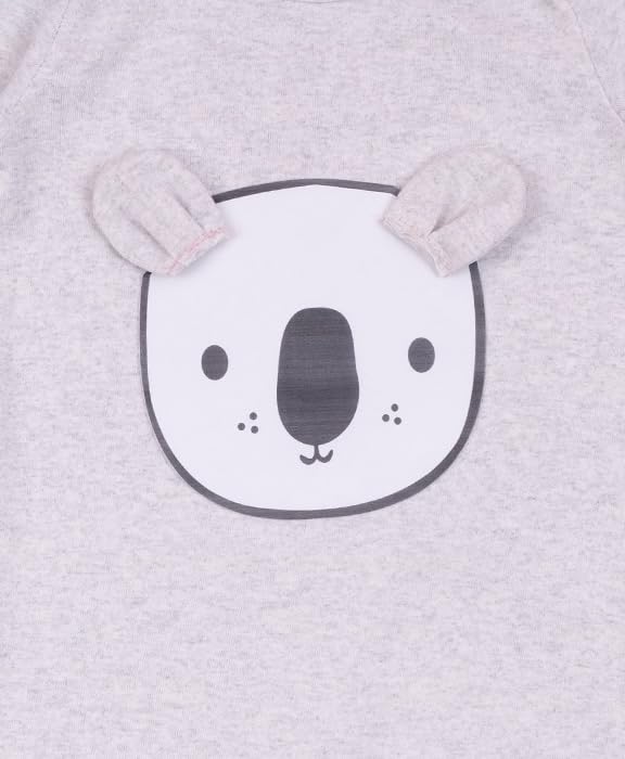 Image of 100% Cotton Animal face Print with 3D ears Rompers Sleepsuits Jumpsuit Night Suits for Infants Newborn Baby Boys & Girls