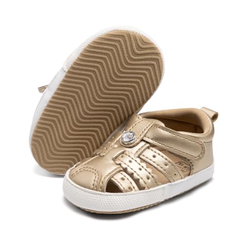 Image of Meckior Baby Toddler Infant Girls PU Leather Soft Open Toe Summer Sandals Flower Princess Flat Shoes