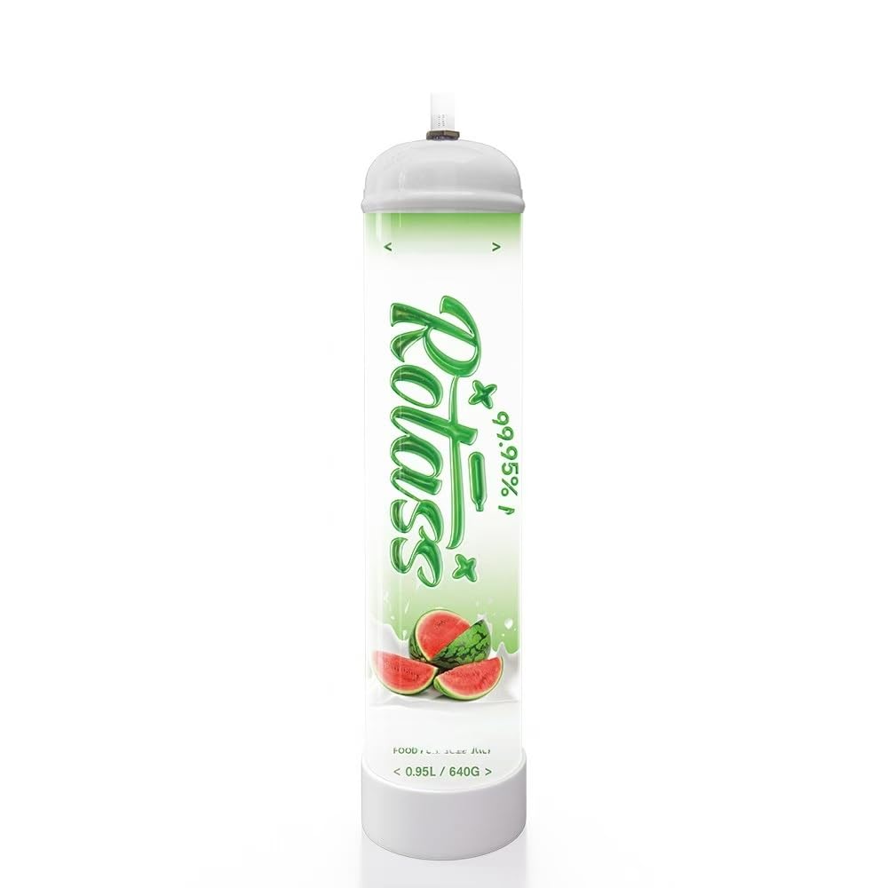 Rotass Watermelon Flavor Nitrous Oxide Tank Whipped Cream Cylinders 0.95L 99.95% Pure N2O Tank 640G Whipped Cream (1 Cylinders)