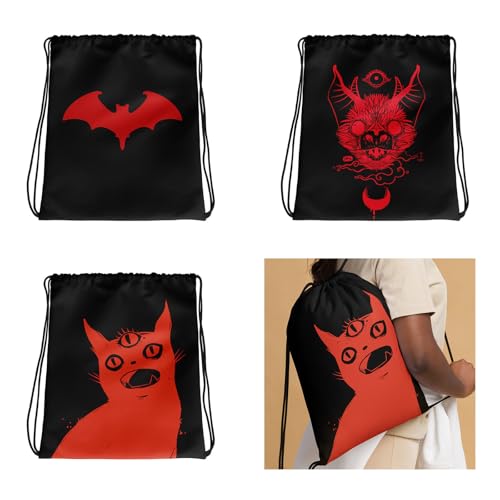 Whltzf Stofftasche mit dreiäugigem Tier, geheimnisvolle Tasche, Kordelverschluss, grüner Kunst-Aufbewahrungsbehälter für Nähutensilien, Näh-Organizer, Baumwolltasche
