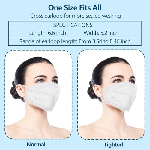 Image of 50PCS KN95 Face Masks Breathable Disposable Mask 5 Layer Cup Dust Safety Filter Efficiency≥95% with Elastic Ear Loops and Nose Bridge Clip(White)