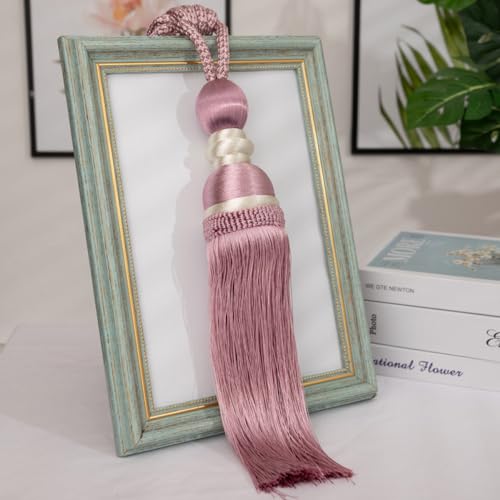 Alzapaños de cuerda hechos a mano OUdini premium con flecos decorativos rosa 2