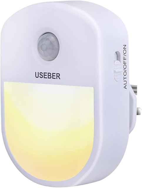 Useber Night Light Plug in Wall, Motion Sensor Lights Indoor with 3 Modes (AUTO/ON/Off),Plug in Night Lights for Baby,Kids,Kitchen, Bedroom, Corridor, Hallway, Stairs