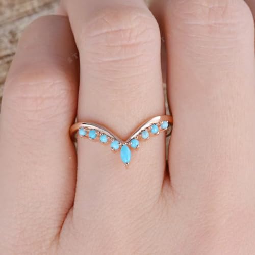 IVANKA Turquoise Wedding Band Women Unique Natural Marquise Turquoise Rose Gold Dainty Ring Enhancer 925 Sterling Silver Dainty Cluster Tapered Gift For Her Stackable Matching Ring Turquoise Wedding Band ring for women3