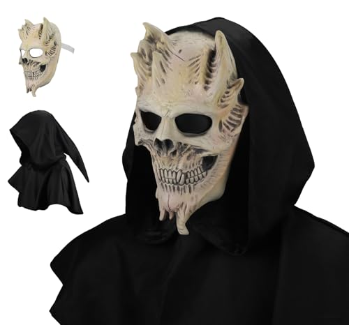 ZornRC Skull Mask, Scary Halloween Mask with black cloak -