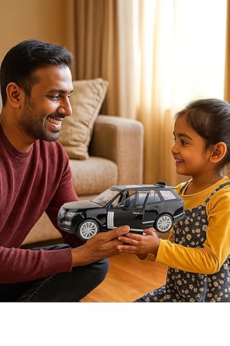 Image of 1:24 Range Rover Diecast Model Vehicle - Realistic Off-Road Toy Car with Sound, Light, Pullback Function & Openable Doors - Perfect Collectible Gift for Kids Black Addiction.