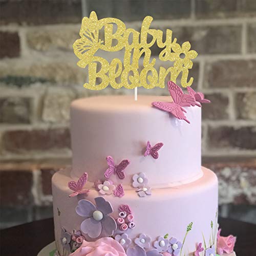 Baby In Bloom Cake Topper, Butterfly Welcome Baby Cake Topper, Spring Theme Baby Shower Decoration, Garden Baby Shower Party Supplies #TOP3