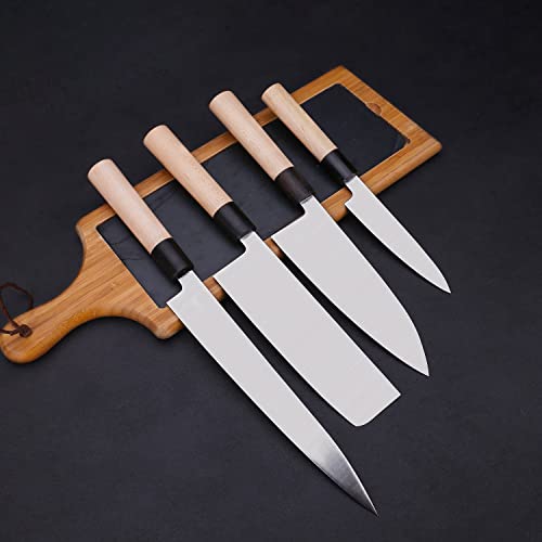 Wildmok 4Pcs Knife Set Gyuto Sashimi Sushi Knife Sets For Left Handed, Fish Filleting Chef Knife For Kitchen German Steel Blade & Traditional Wooden Handle #TOP5