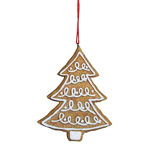 Gisela Graham : Gingerbread Christmas Trees Christmas Decorations (Set of 2), Brown, Gold/Silver - Image 2