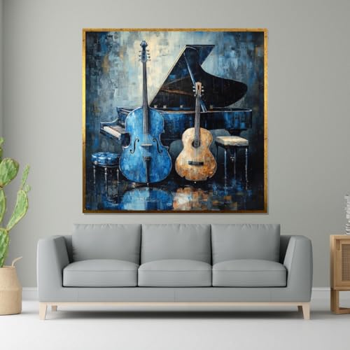 Poster instrument de musique bleu tableau déco salon - 4