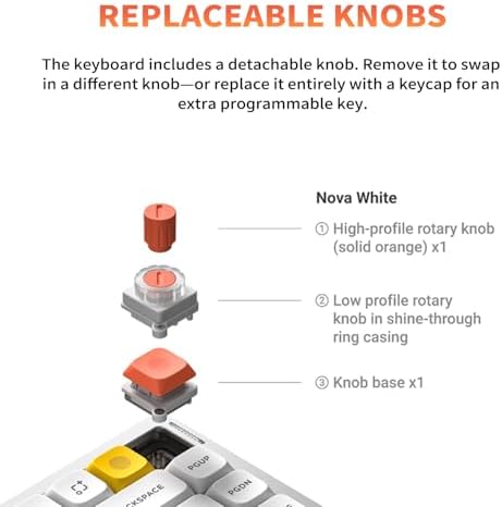 NuPhy Air75 V3 Hot Swappable Wireless Mechanical Keyboard, 84 Keys 75% Custom Low Profile Keyboard with Knob, RGB Backlit, Gasket Mounted, Support Bluetooth/2.4GHz/USB-C,White-Blush Nano — view 6