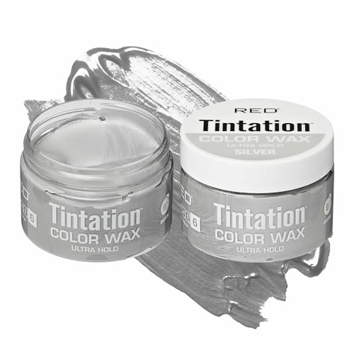 Red by Kiss Tintation Temporary Hair Color Wax – Vivid Instant Color, Ultra Hold, Water & Sweat Resistant, Curly Hair Safe, Non-Drying & Damage-Free (Silver)