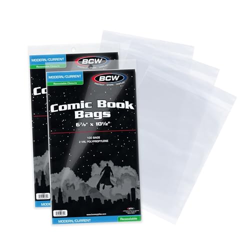 Sacs de bande dessinée refermables BCW anti-poussière transparents lot de 200