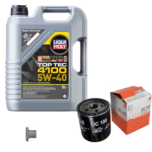 Inspektionspaket Filterset mit Motoröl Top Tec 4100 5W-40 Ölfilter Verschlussschraube