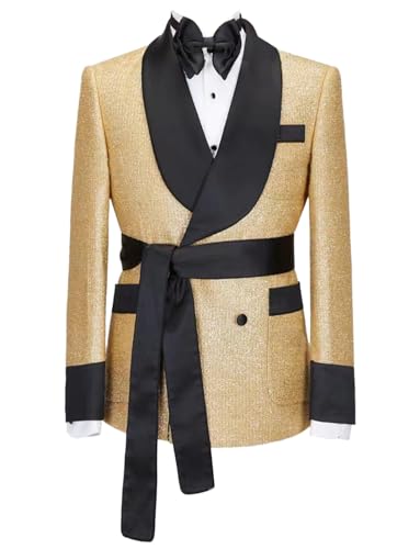 Veste en rayonne pour homme avec ceinture le blazer formel de soirée et bal