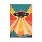QITJSGD Vintage-UFO-Poster, Leinwand-Poster, Wandkunst, 