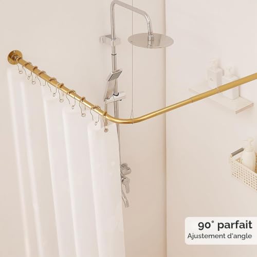Tringle douche en L télescopique inox 62-122cm Mirooyu